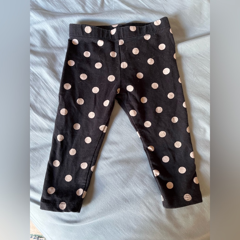Primary Black Polka dot leggings 12-18 months